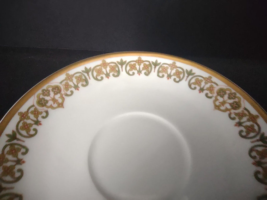 Haviland Limoges 7 x Saucer 5-1/2" Four Leaf Flower Green Red (lot 529)