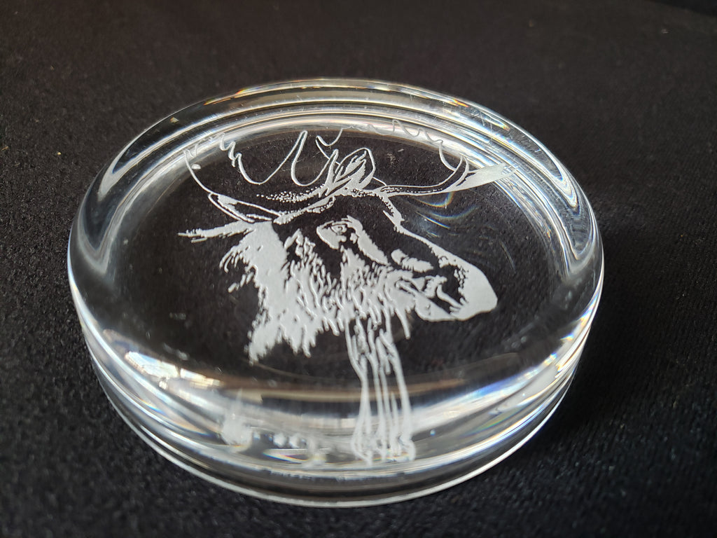 Moose Coaster Paper Weight Glass 3-3/8" (lot 2221)