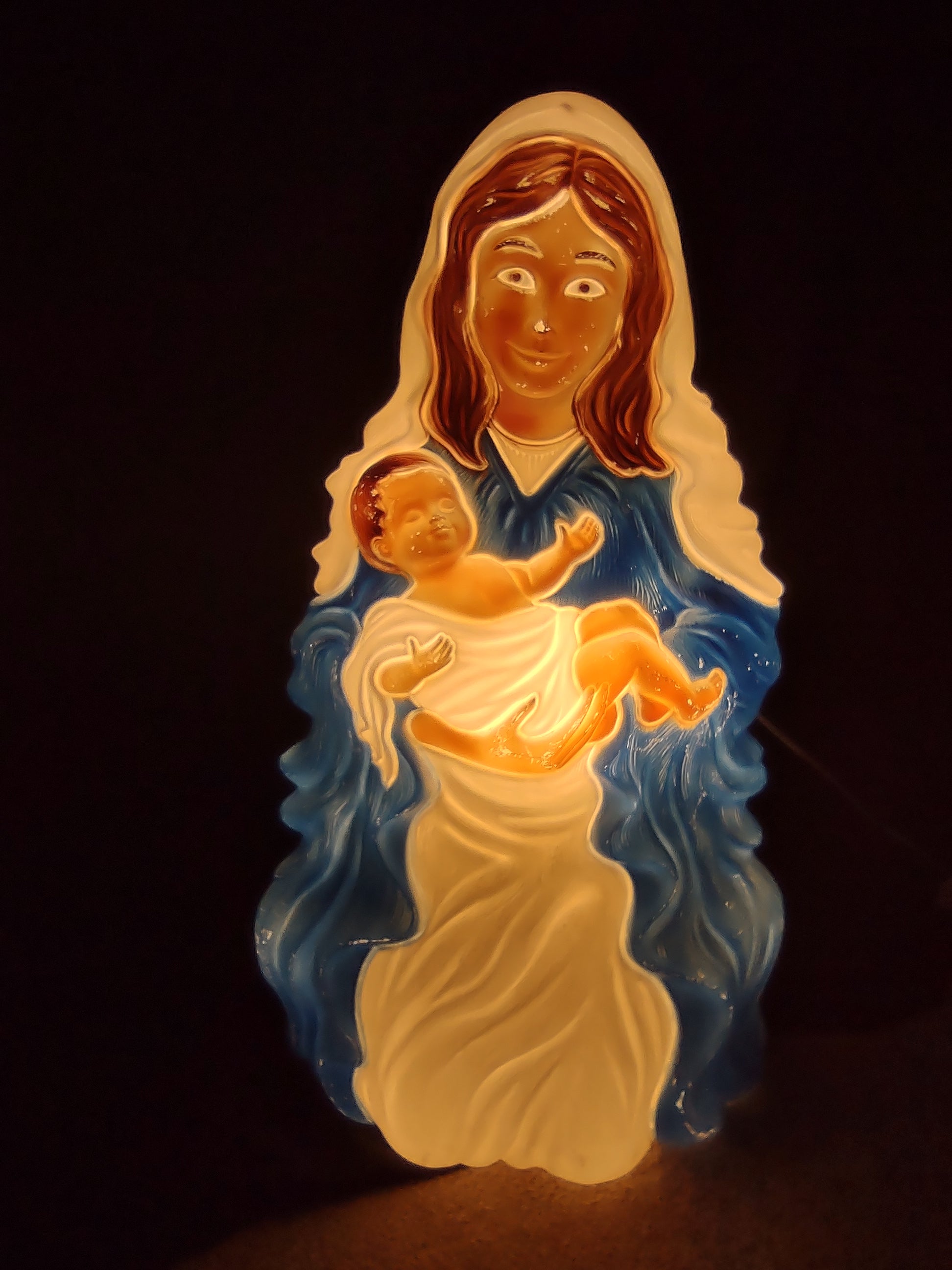 Vintage Christmas Nativity Mary Blow Mold Light Up 28"(lot 1311)
