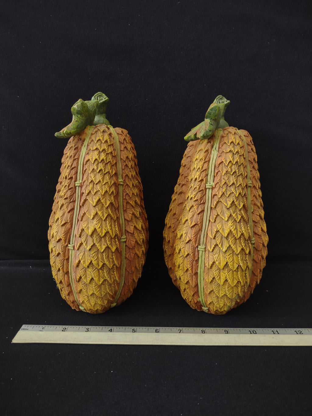 Thanksgiving/Halloween/Harvest Polyresin Pumpkins X 3 (Lot 3125)