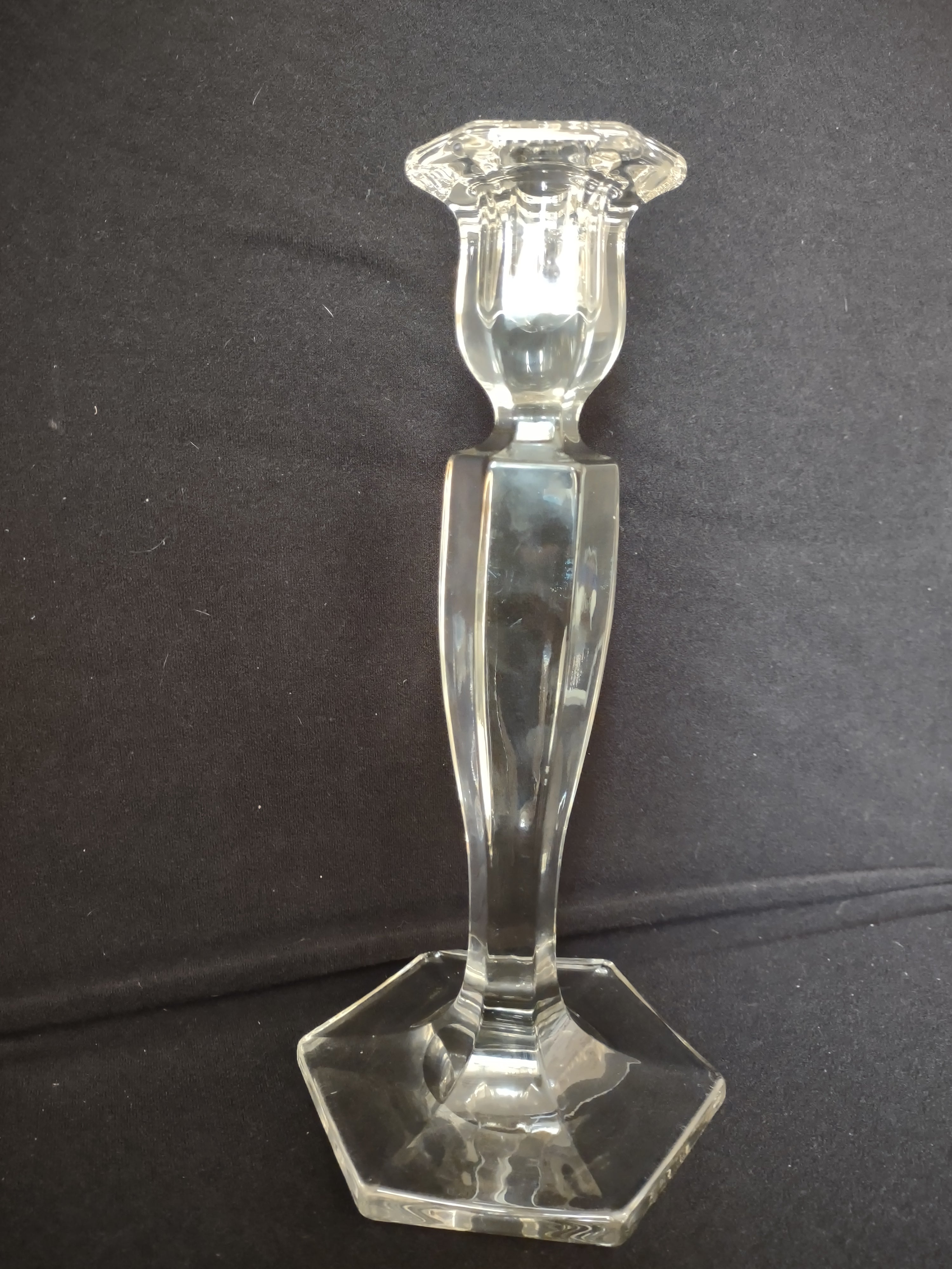 Vintage Clear Glass Candle Holder 10" (lot 2516c)