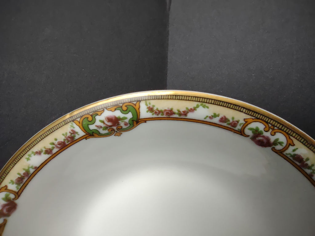 Haviland Limoges Cream Soup Plate 7-12" Gold Trim Rose French Chic (lot 990)