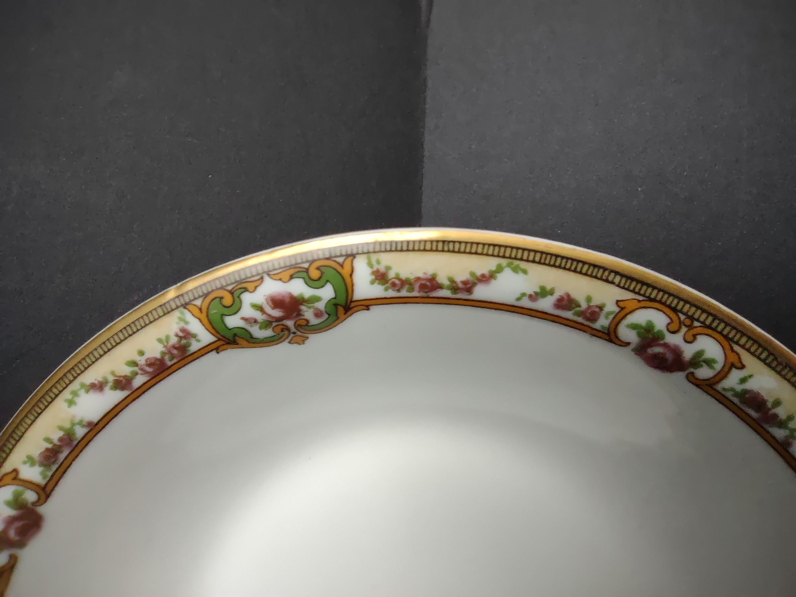 Haviland Limoges Cream Soup Plate 7-12" Gold Trim Rose French Chic (lot 990)
