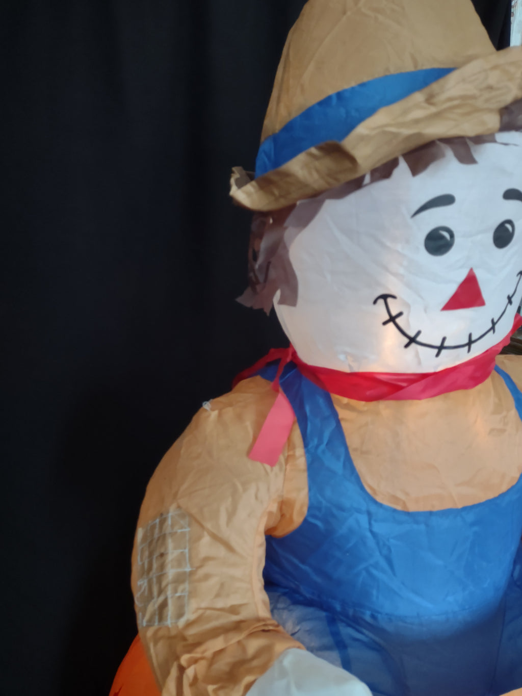 Vintage Halloween Thanksgiving Farm Boy on Pumpkin Inflatable 4 Ft (lot 3252j)