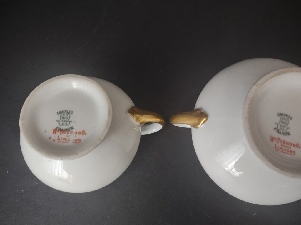 Wm Guerin France Limoges Set Creamer Sugar Bowl Gold Trim (lot 534)
