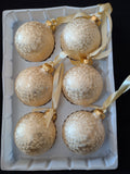 Vintage Christmas Frosted Ornaments Ribbon Set Of 6 IMPERFECT (Lot 4813)