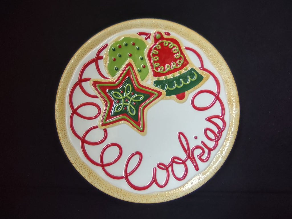 Fitz and Floyd Sugar Coated Christmas Cookies Santa Plate IMPERFECT (lot 1533)