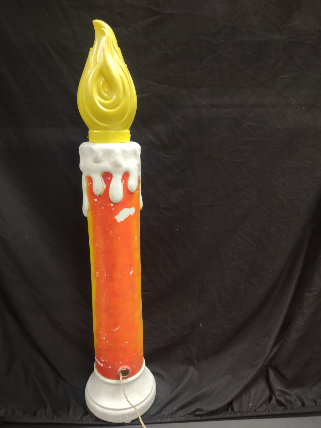Vintage Christmas Blow Mold Candle Noel Light Up 40" Cracked Top (lot 2321)