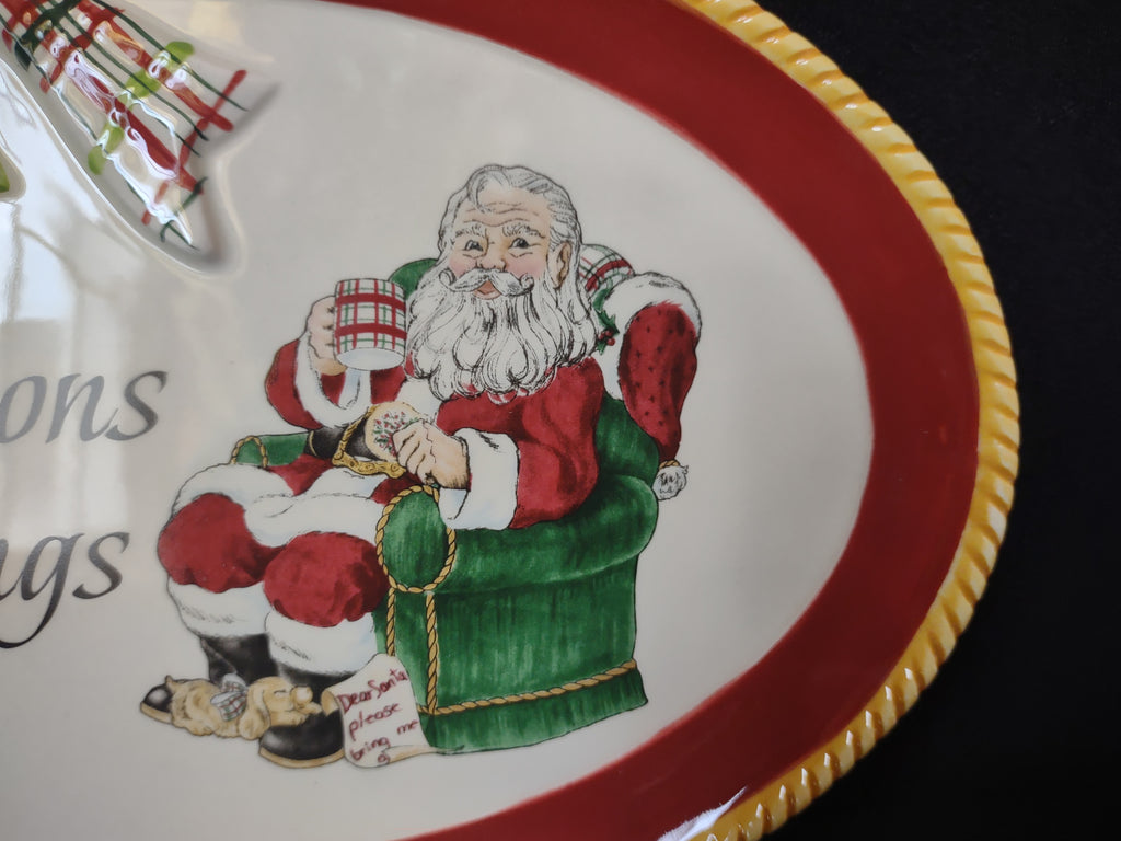 Christmas Fitz and Floyd Seasons Greetings Santa Serving Tray Platter (lot 1524)