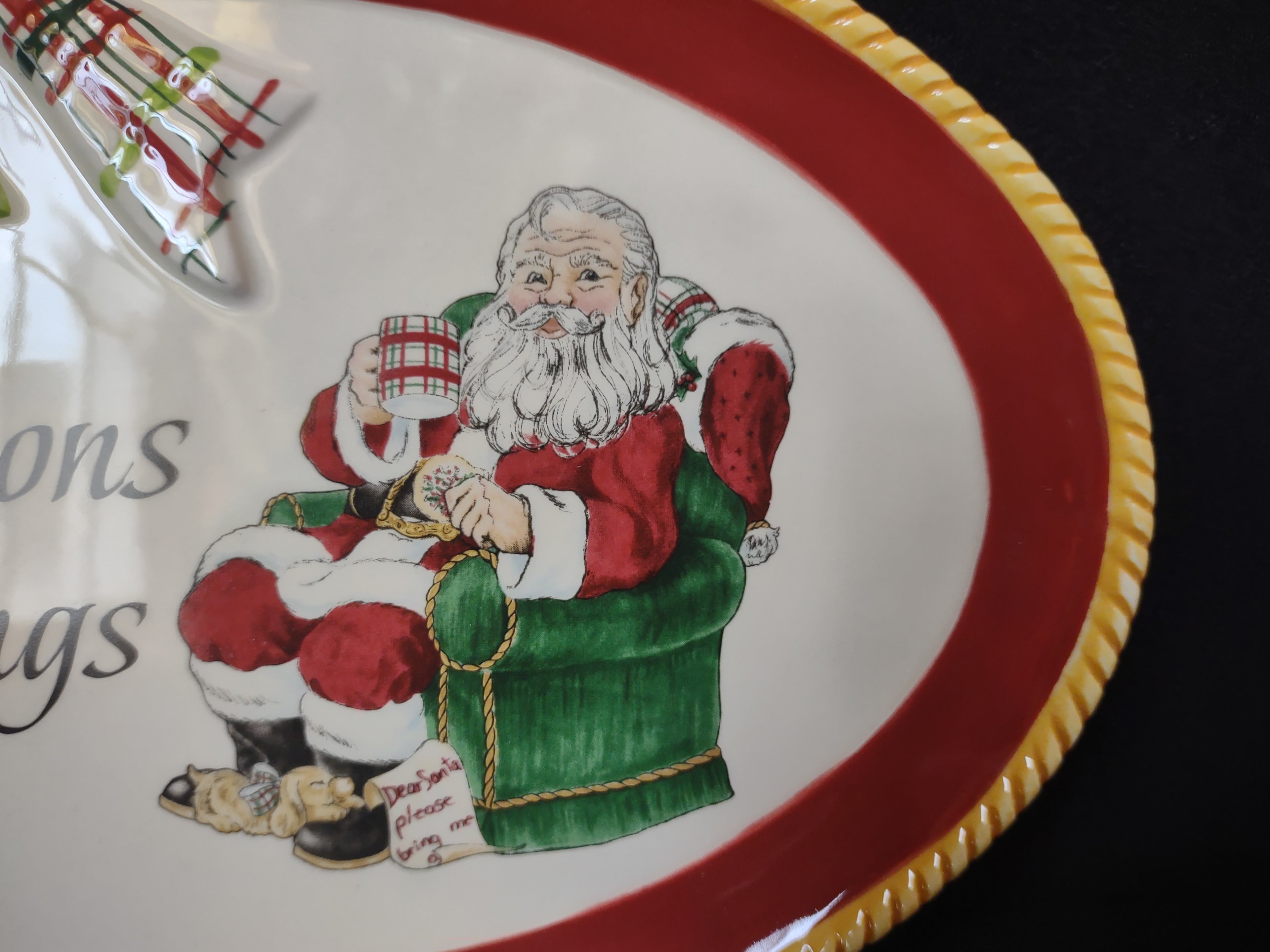 Christmas Fitz and Floyd Seasons Greetings Santa Serving Tray Platter (lot 1524)