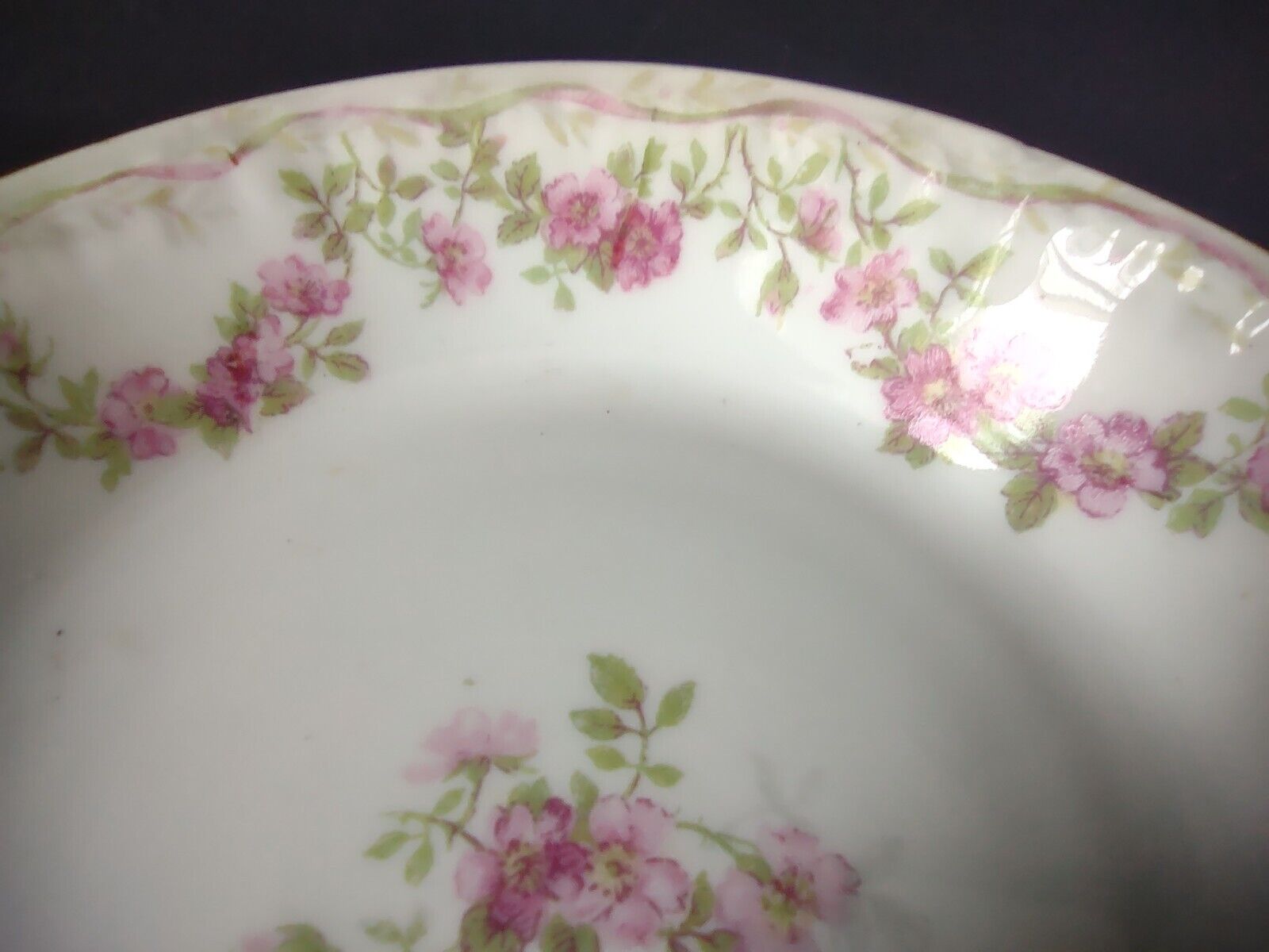 GDA Limoges Small Bowl 5" Apple Blossom Garland Swag Ribbon (lot 750)