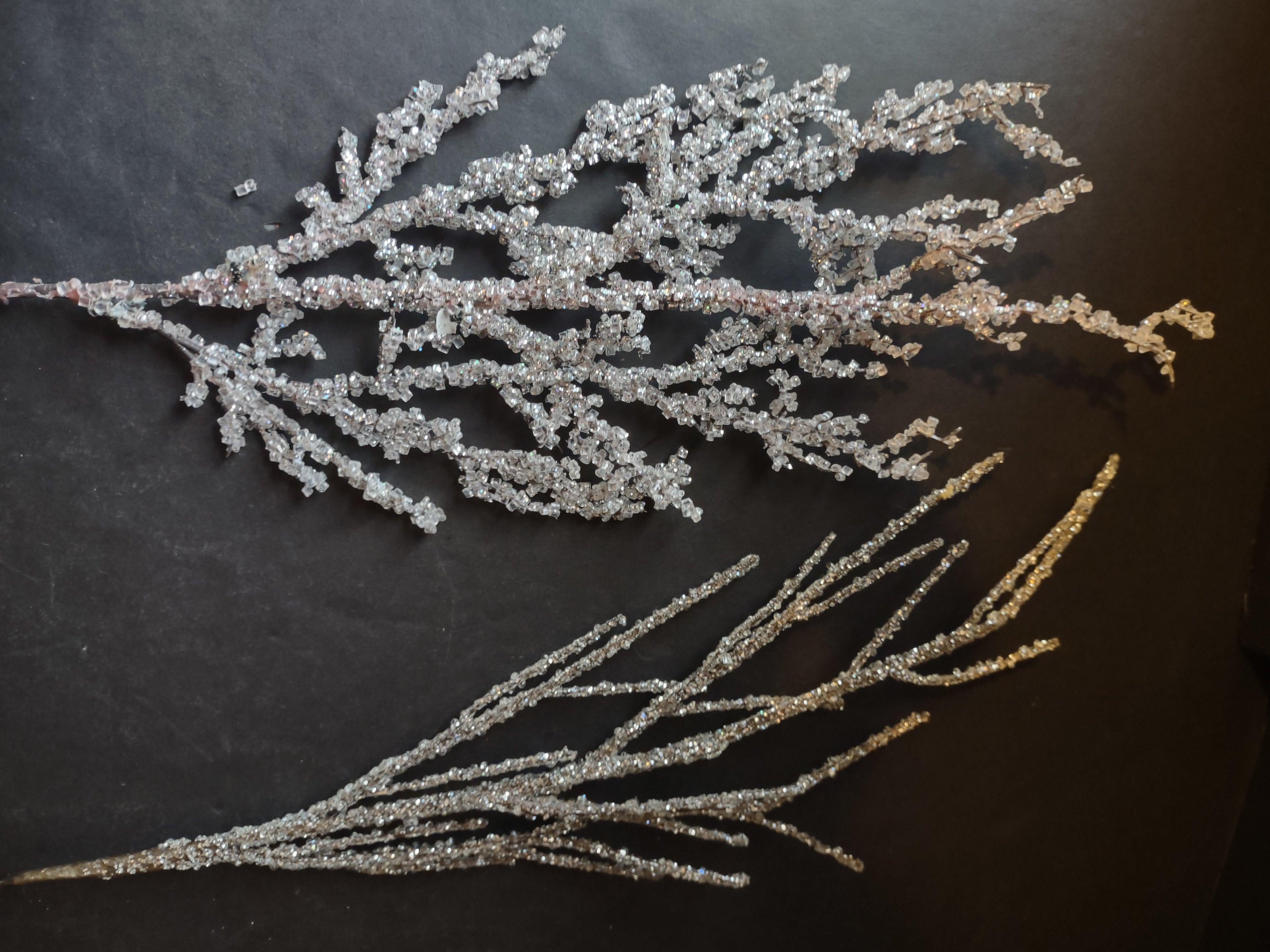 Christmas Decorations Gold Ting Ting Angels Iced Crystal Twigs (lot 1456)