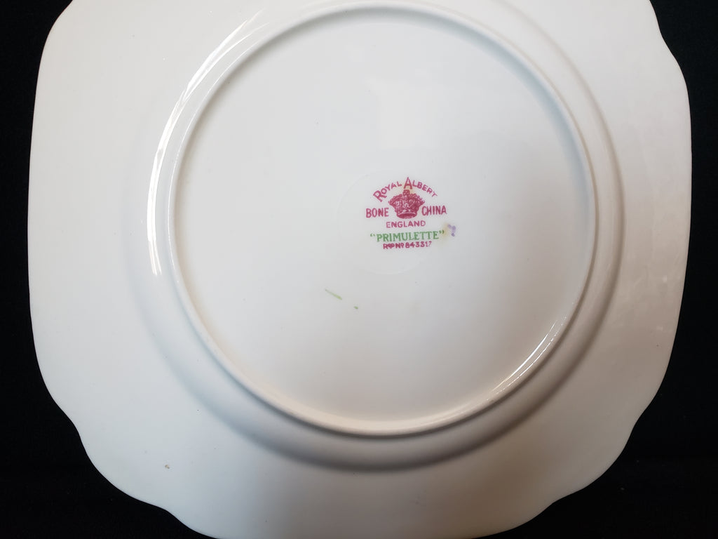 Vintage Royal Albert Primulette Square Dessert Plate 6-3/4" (lot 2029)