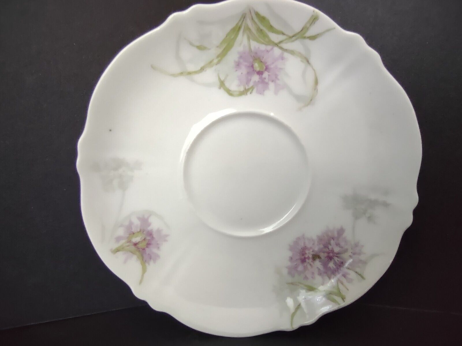 Haviland Limoges France Purple Flower Scalloped Edge White 5-1/4" Saucer lot 725