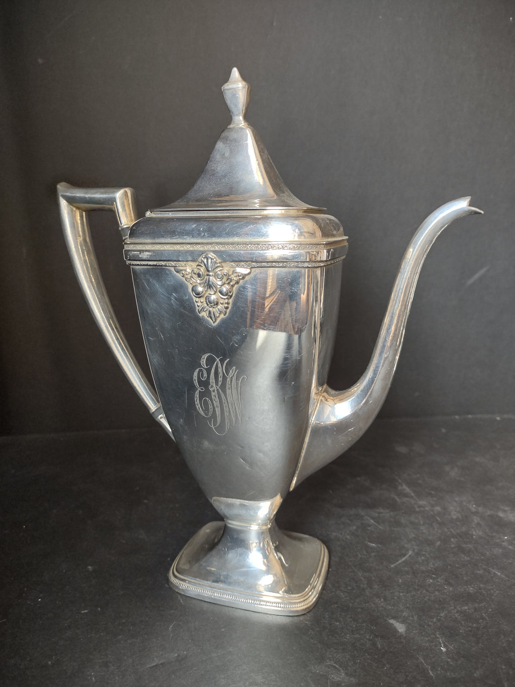 Vintage Silver Plated Adoration Rogers Bros Coffee Pot Monogrammed (lot 3058c)