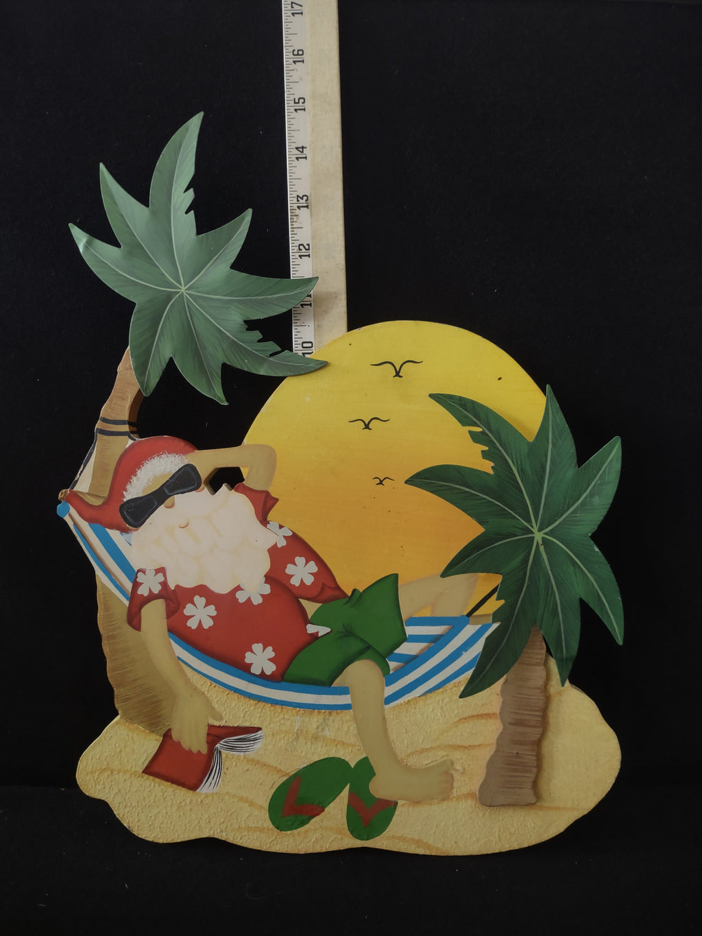 Whimsical Santa On The Beach After Christmas With Palm Trees (Lot 3519)