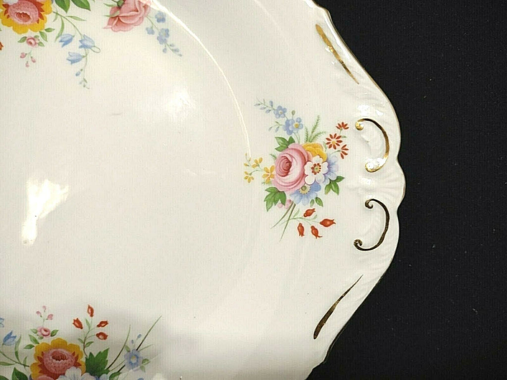 Paragon Fine Bone China Serving Cake Plate Platter Rose Design White Gold (lot 013)