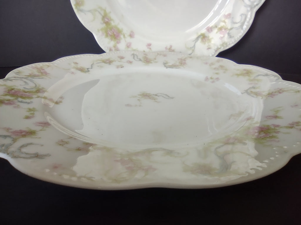 Haviland Limoges 2 x Luncheon Plate Princess Blue Swags (lot 827)