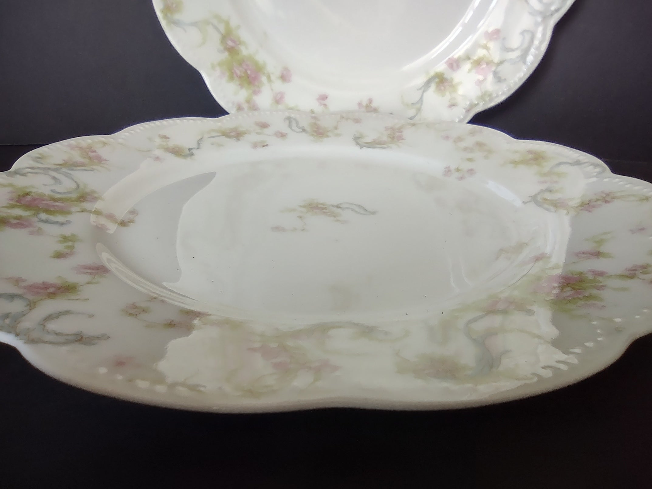 Haviland Limoges 2 x Luncheon Plate Princess Blue Swags (lot 827)