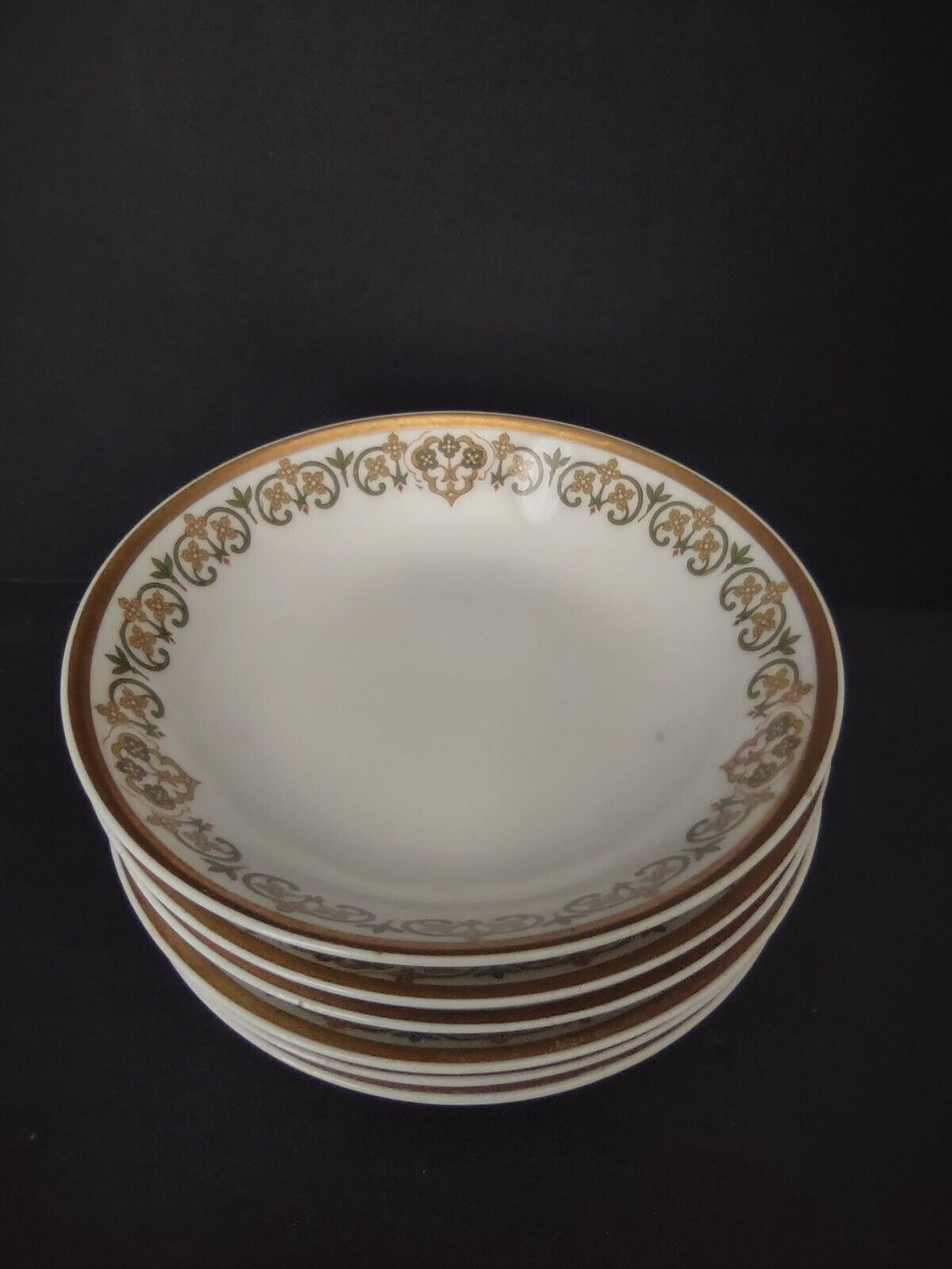 Haviland Limoges 6 x Coupe 5" Plate Four Leaf Flower Green Red (lot 528)