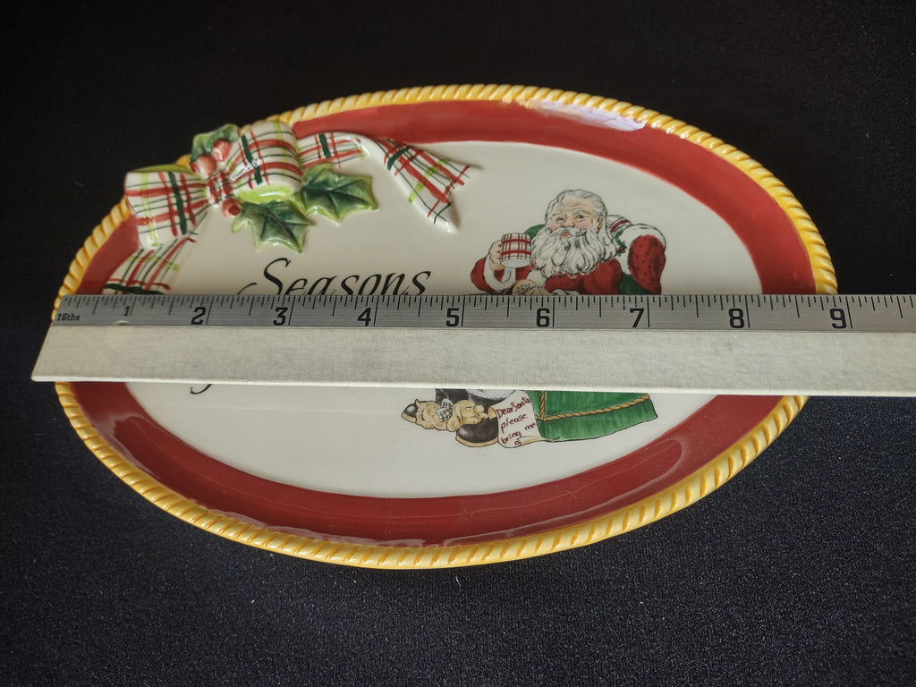 Christmas Fitz and Floyd Seasons Greetings Santa Serving Tray Platter (lot 1524)