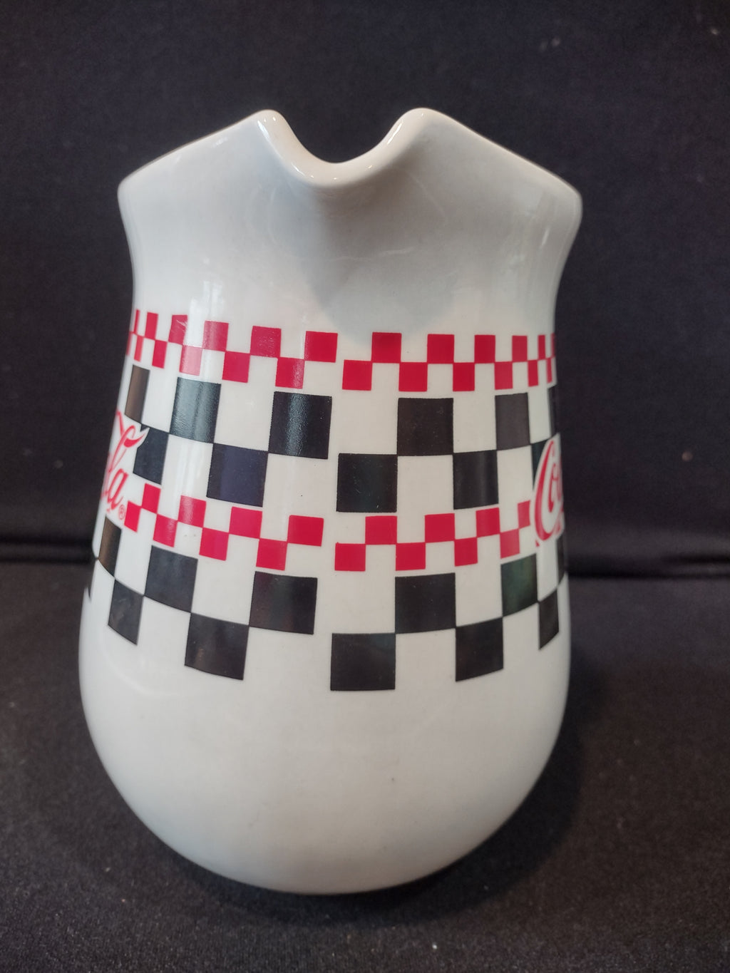 Vintage 1996 Coca Cola Pitcher Red Black Checkered (Lot 5421)