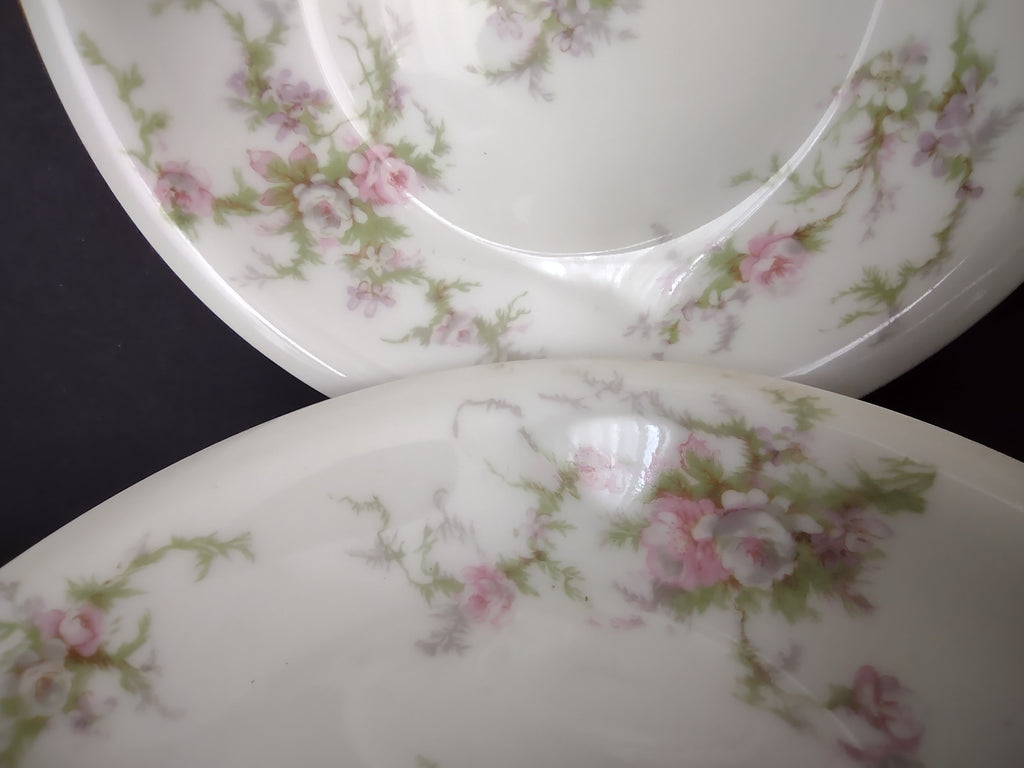 Haviland Limoges 7 x Small Bowl 5-1/2" Pink White Cabbage Rose Moss (lot 907)