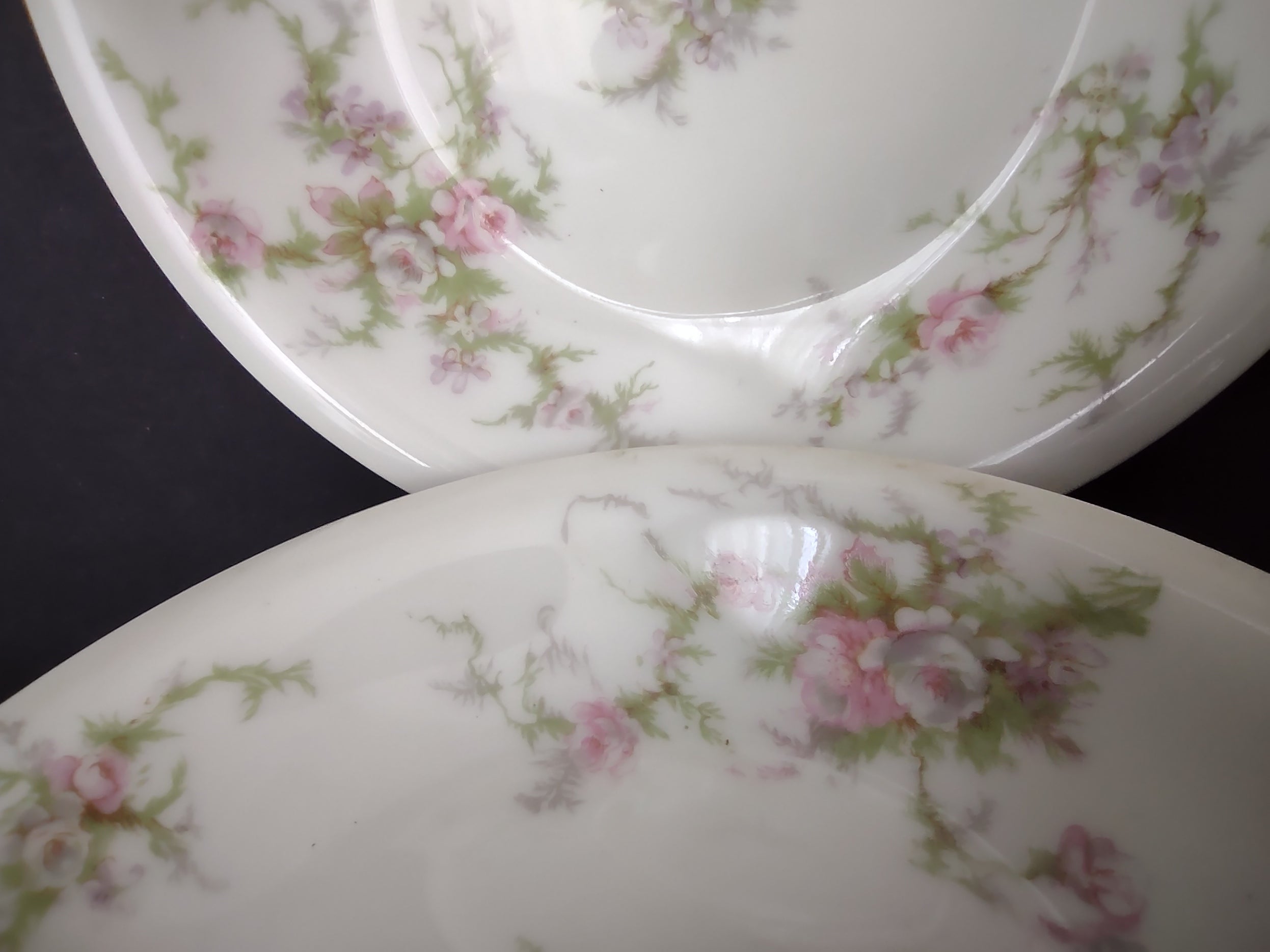 Haviland Limoges 7 x Small Bowl 5-1/2" Pink White Cabbage Rose Moss (lot 907)