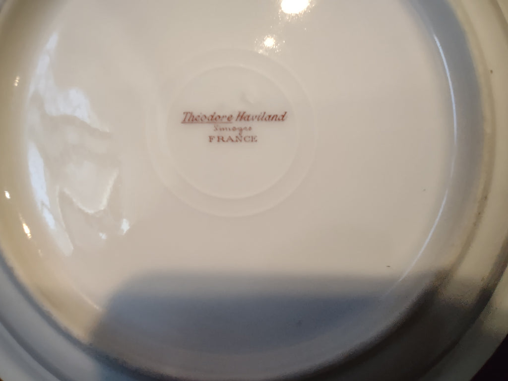 Haviland Limoges French Chic Cream Soup Plate Bowl Rose Garland Green (lot 1084)