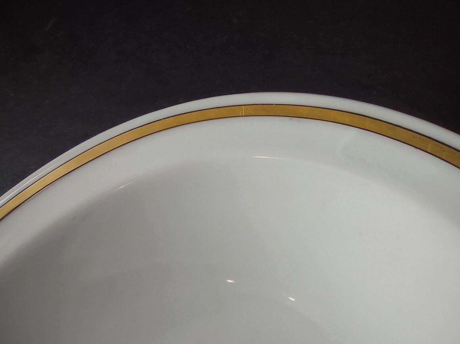 Haviland Limoges 10" x 8-1/4" White Serving Bowl Black & Gold Trim (lot 681)