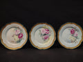Vintage German Carmen Porcelain Plate Pink Roses Gilded Gold Rim X 3 (Lot 5350)