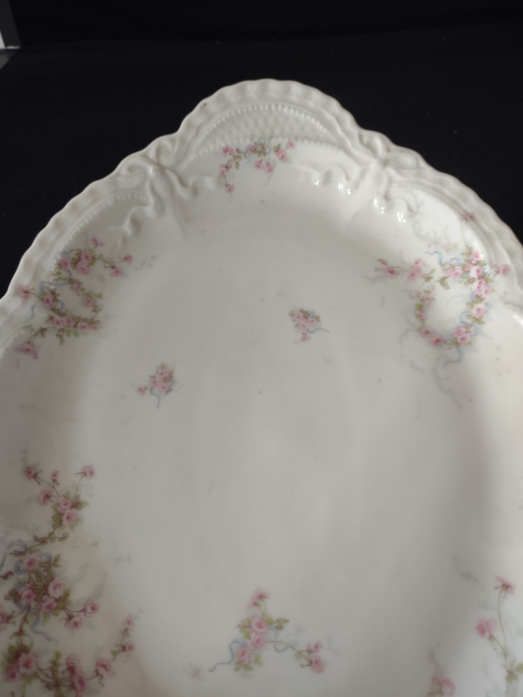 Antique Theodore Haviland Limoges Pink Floral Oval Serving Platter (Lot 3867)