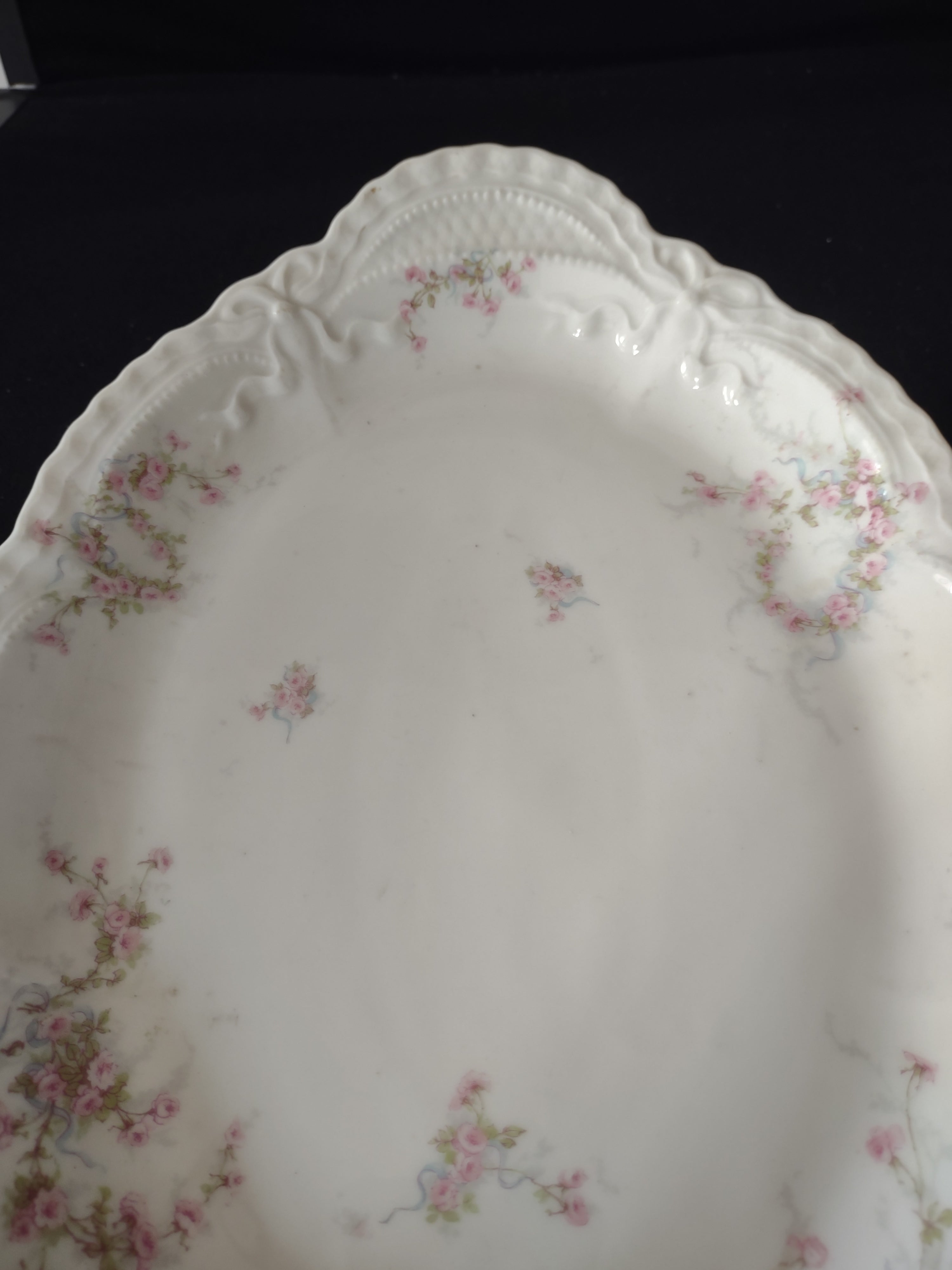 Antique Theodore Haviland Limoges Pink Floral Oval Serving Platter (Lot 3867)