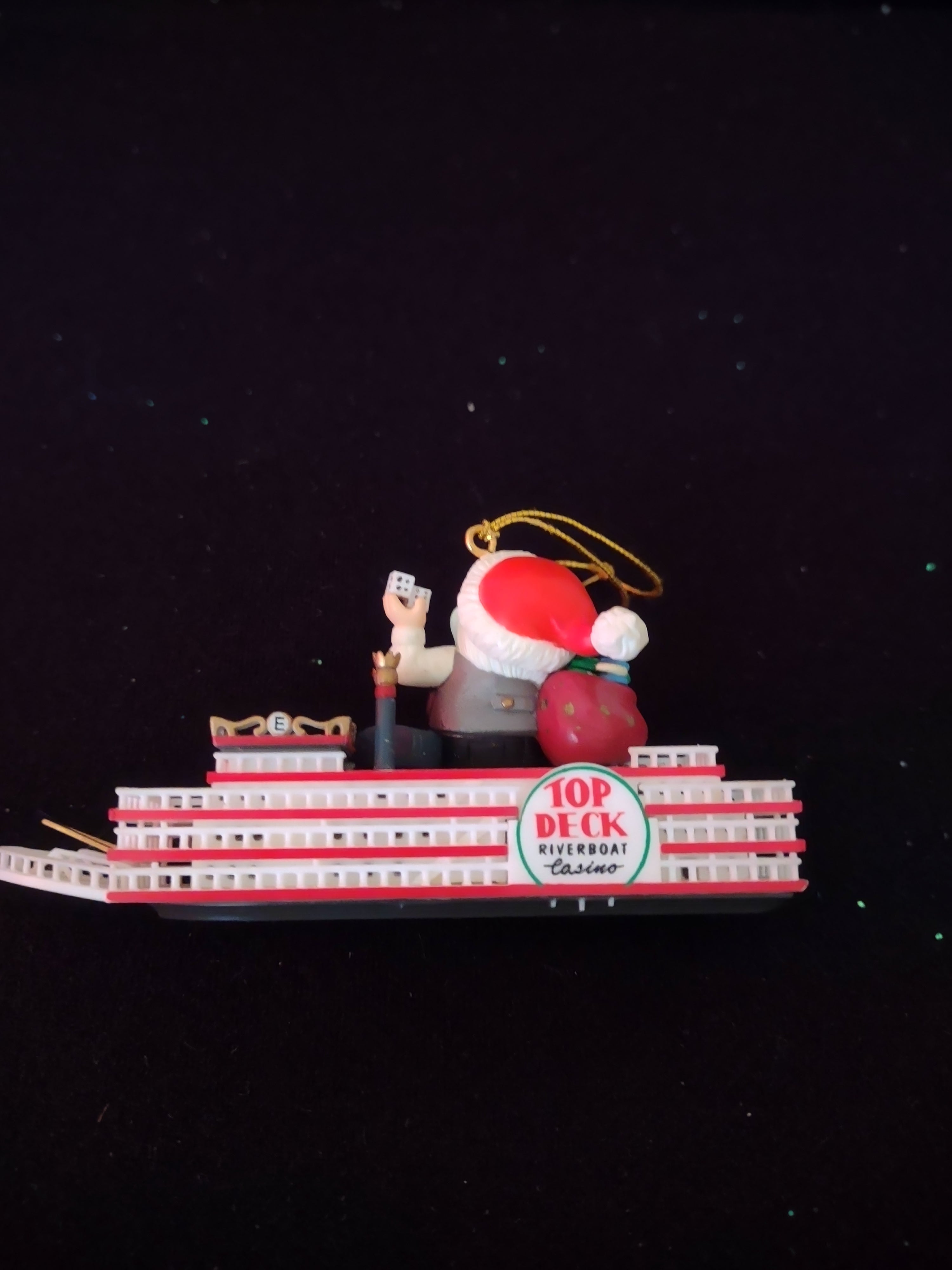 Vintage Christmas Santa Claus Riverboat Casino Ornament Enesco (Lot 4505)
