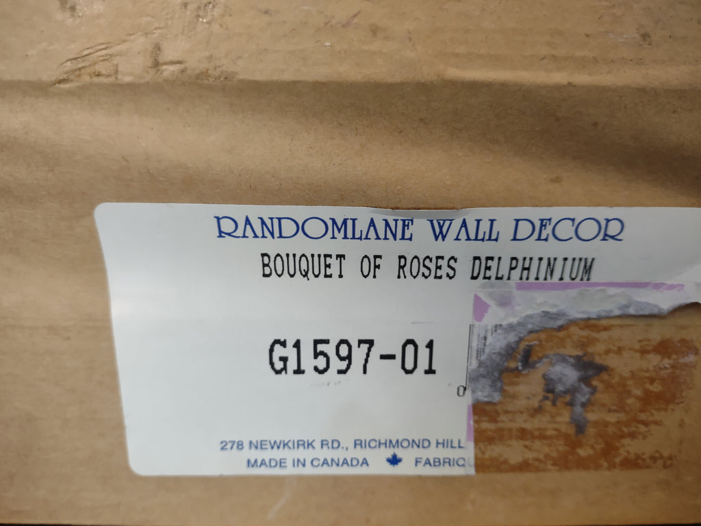 Randomlane Bouquet of Roses Delphinium Golden Navy Wall Design (lot 2626c)