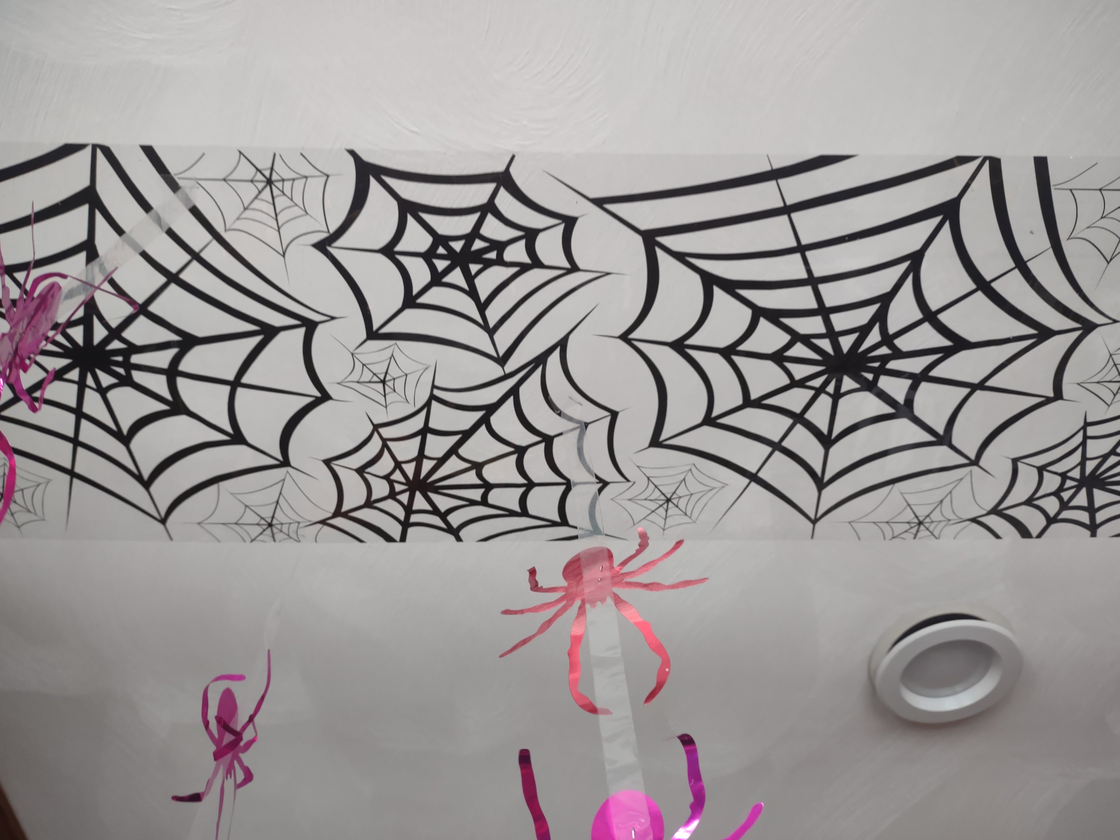 Vintage Halloween Foil Spider Hanging from Web Skull Pumpkin (lot 3132j)