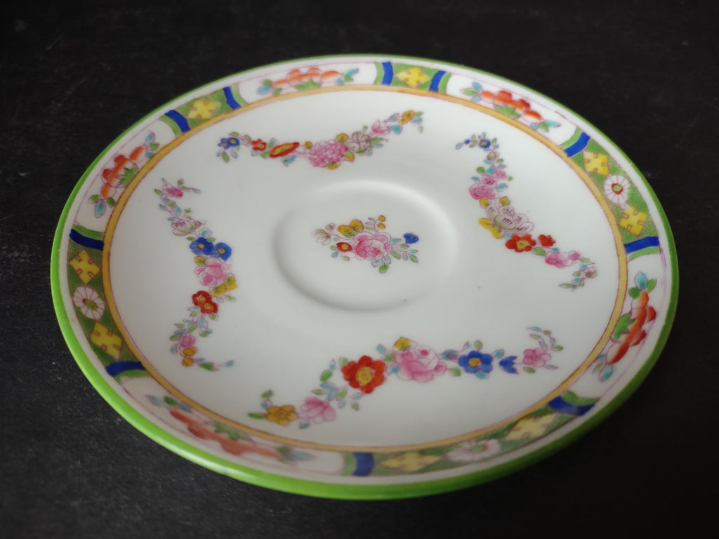 Vintage Minton Rose Green Trim Demitasse Saucer Bone China England (lot 5480)