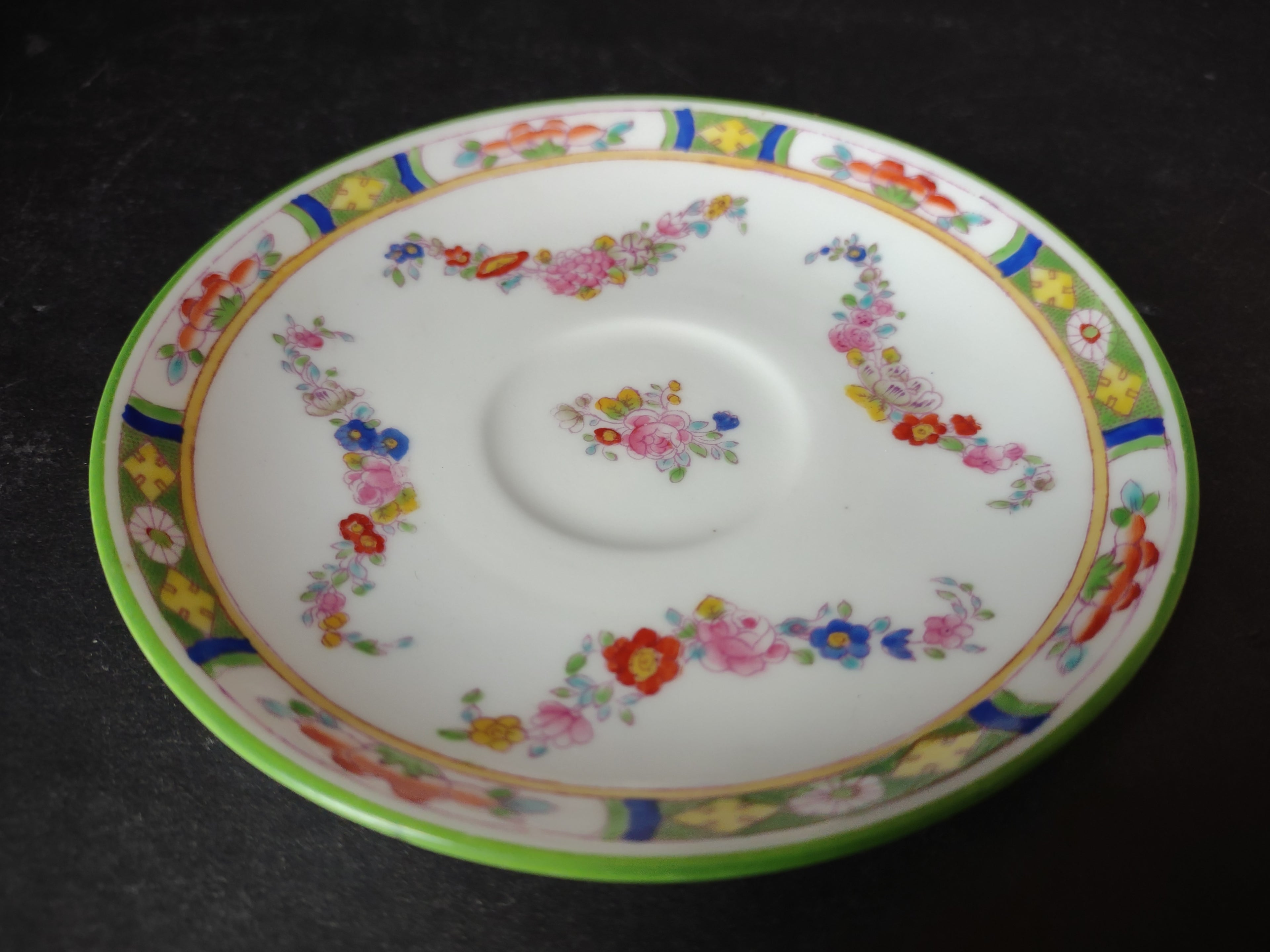 Vintage Minton Rose Green Trim Demitasse Saucer Bone China England (lot 5480)