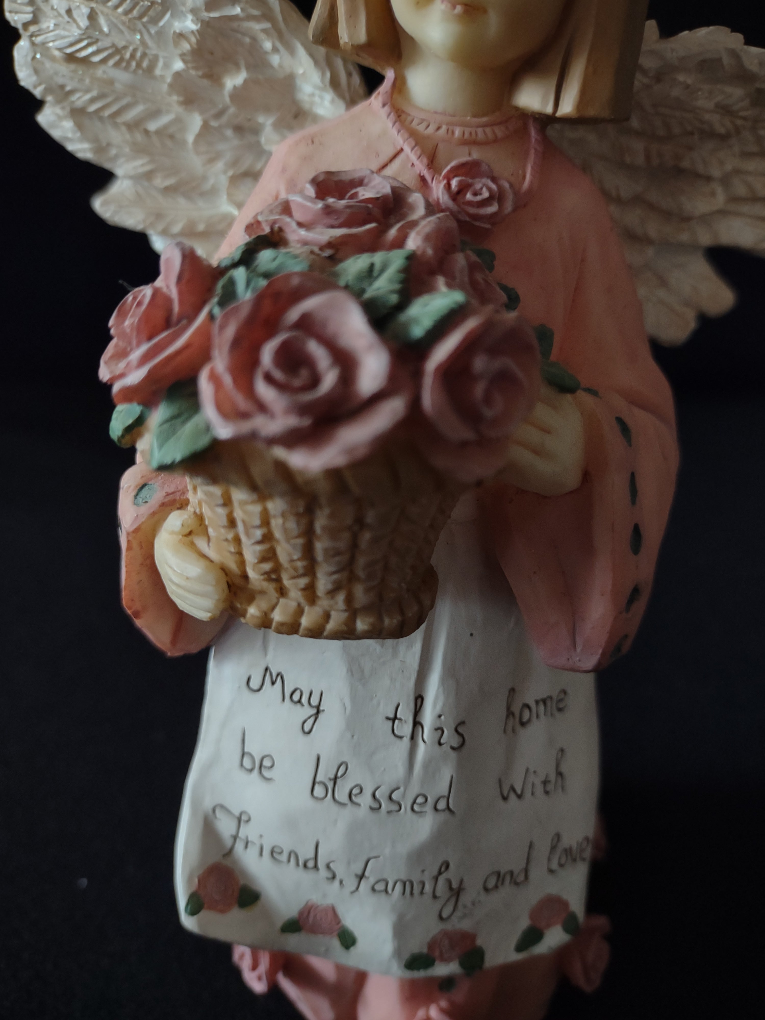 Vintage Crazy Mountain 7" Pink Angel with Roses Blessing Apron (Lot 4777)