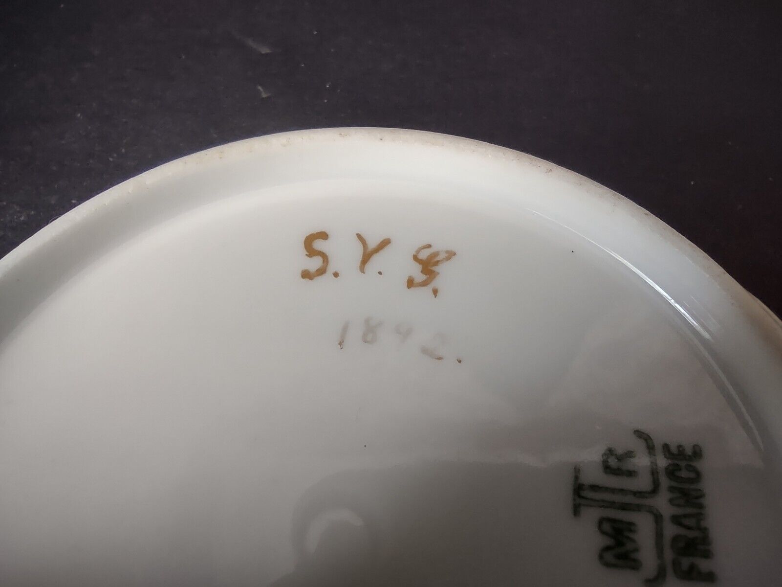 1892 - M. Redon Limoges Raised Edge Gold Trim Small Plate Bowl Cream (lot 696)