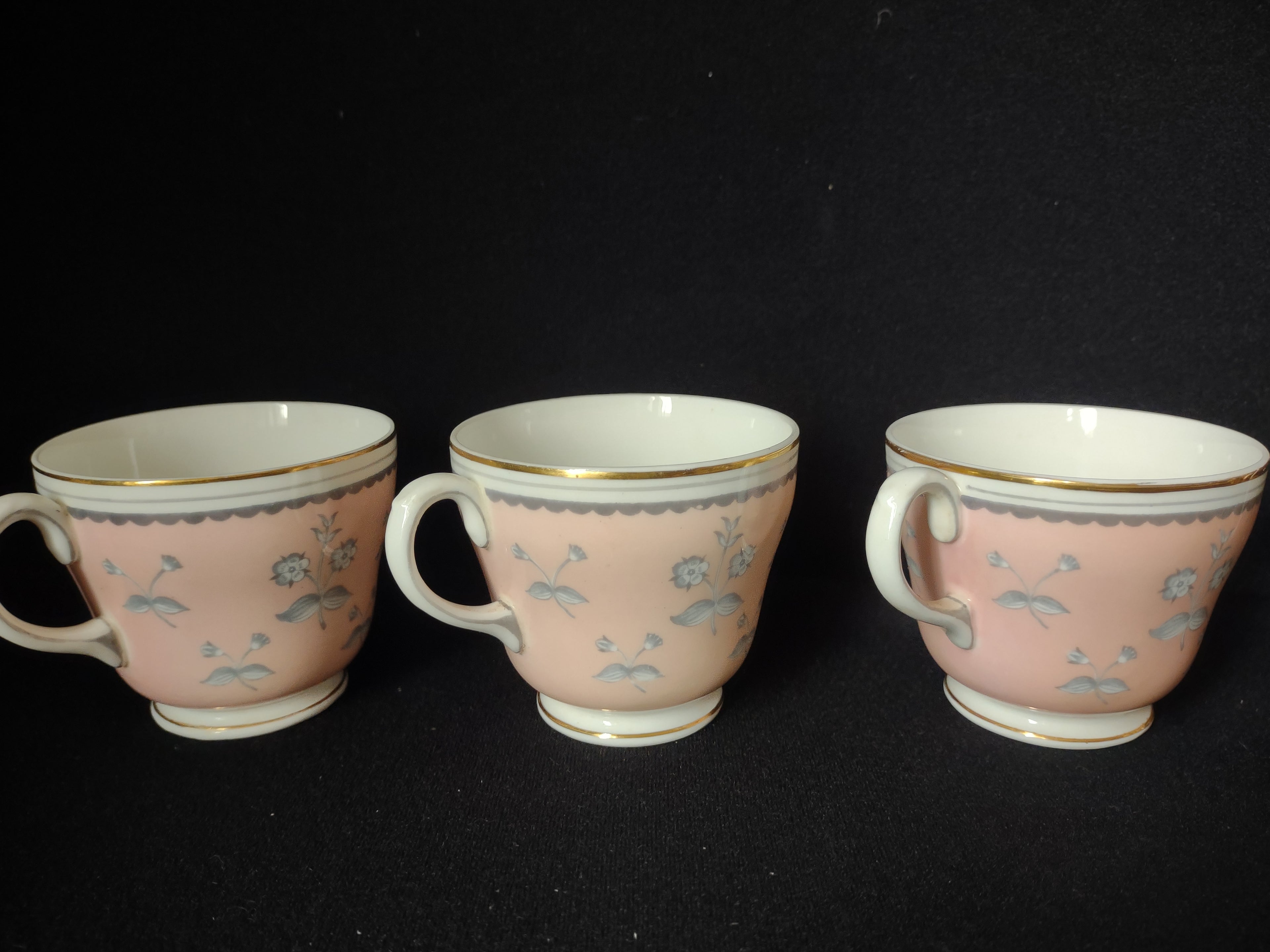 Wedgwood Pimpernel Pink Set of 3 Teacup ONLY Brown Stamp (lot 2767)