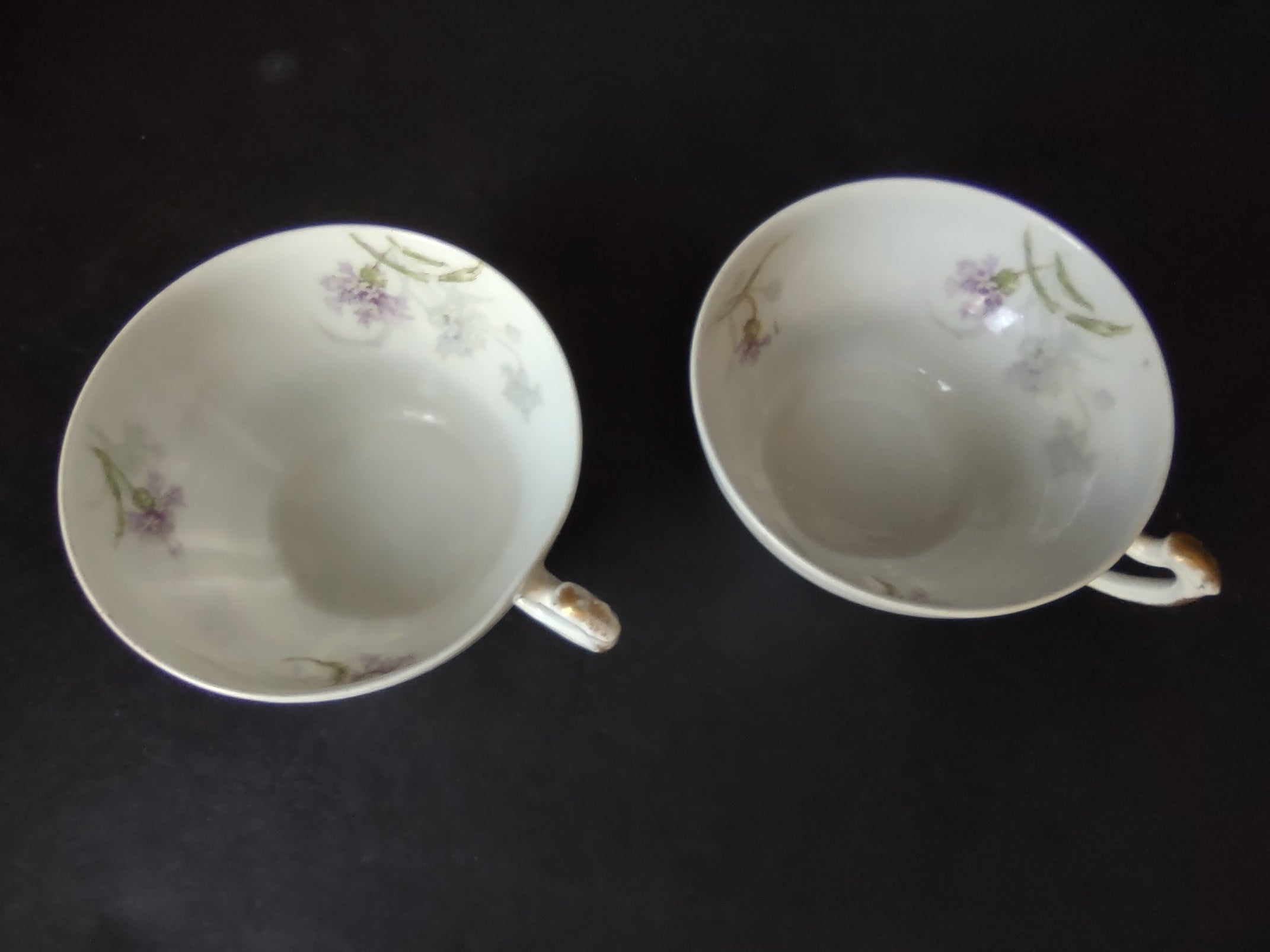 Haviland Limoges 2 x Tea Cup ONLY Blue Corn Flower (lot 859)