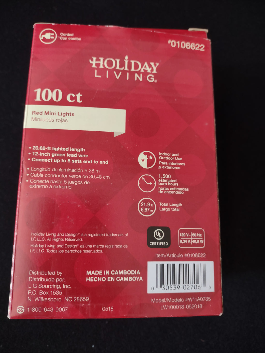 Vintage 100 Ct Christmas Red Mini Lights 4 packs 21.9' Long Each (Lot 4063)