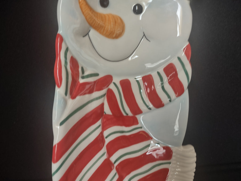 Fitz and Floyd Holiday Christmas Snack Therapy Snowman Server (lot 1532)