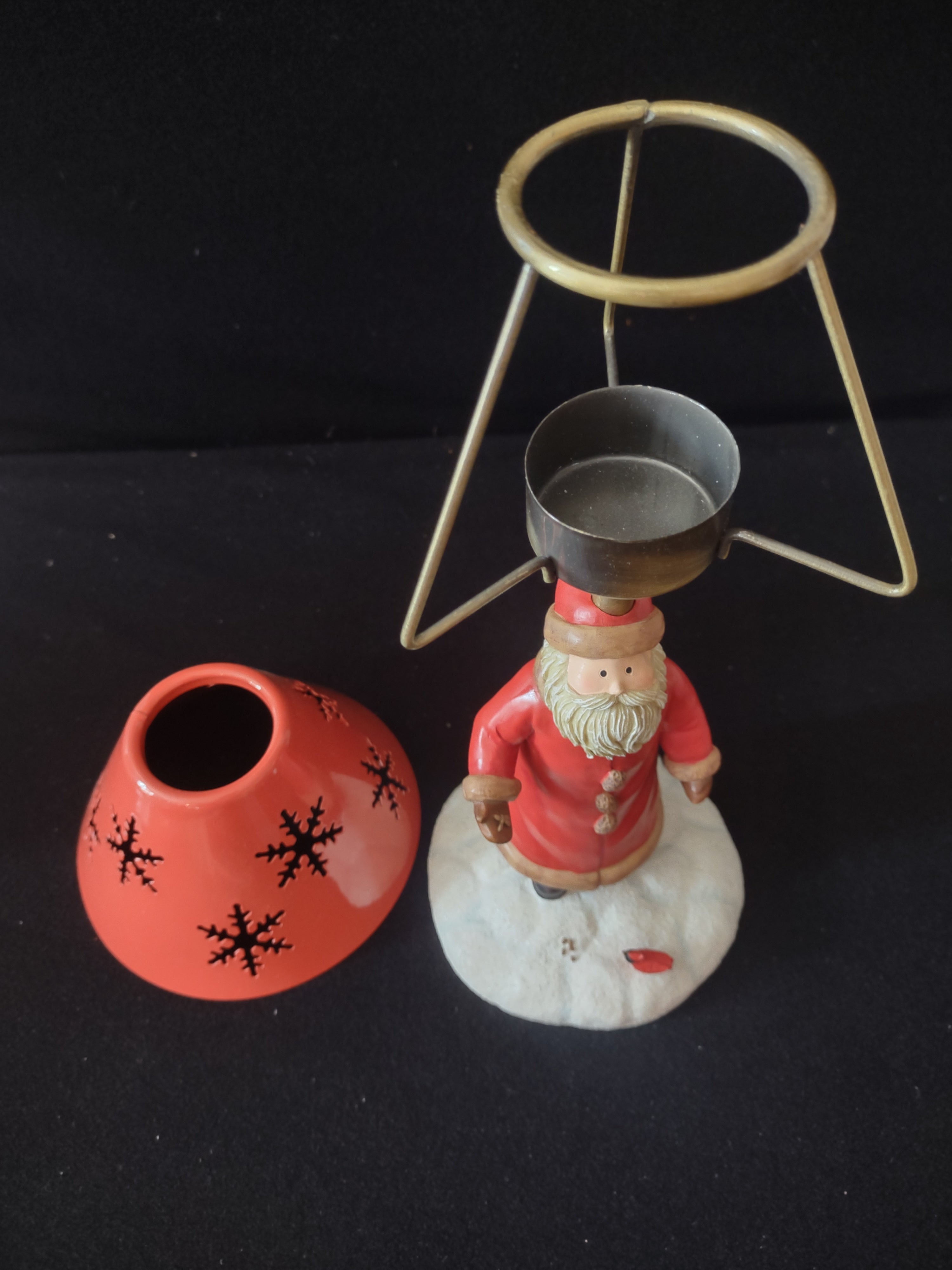 Hallmark Christmas Tea Light Santa Claus Bird Snowflake Shade Lamp (Lot 3505)