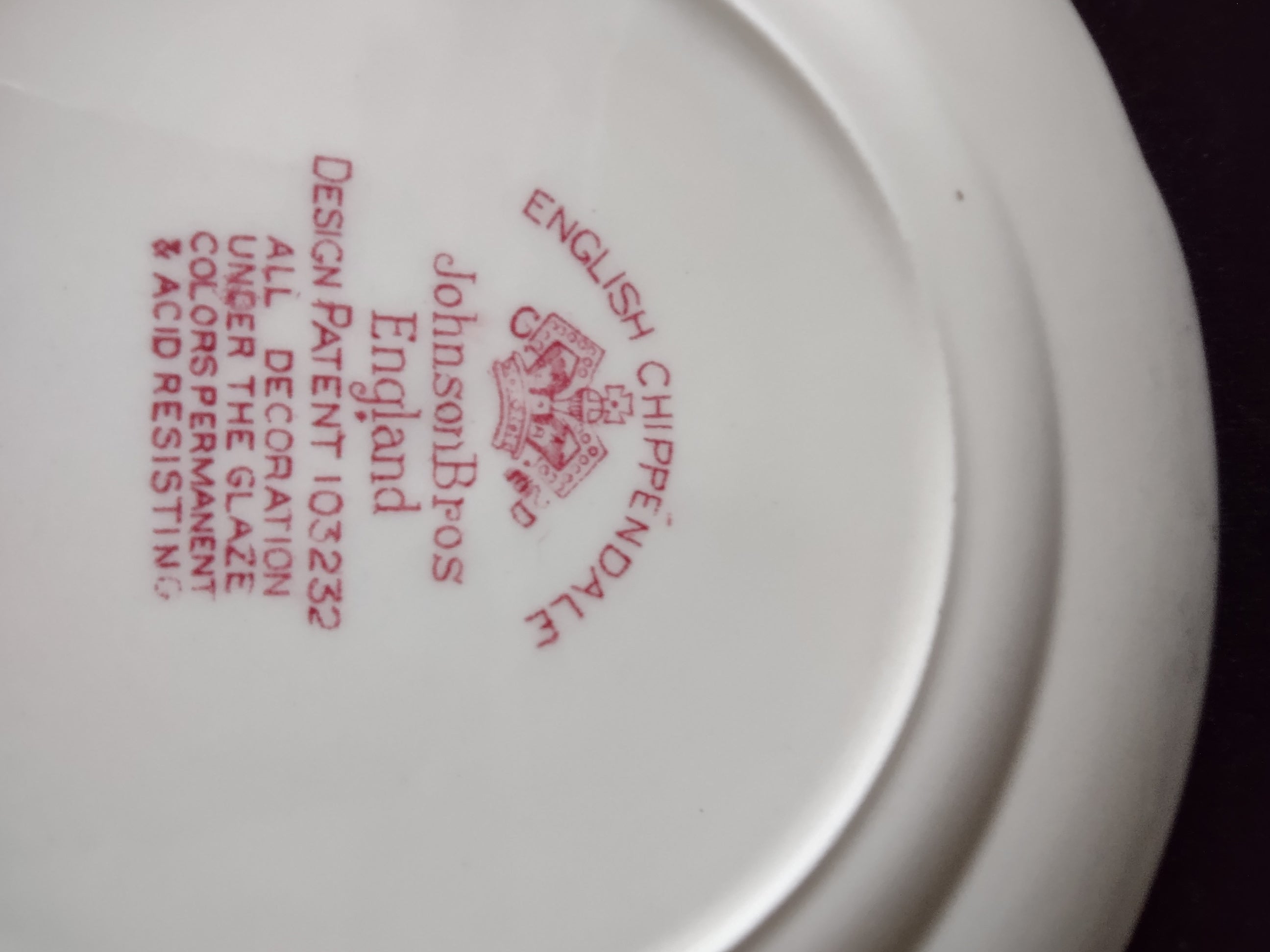 Vintage Johnson Brothers Salad Plate Ironstone English Chippendale X4 (Lot 5559)