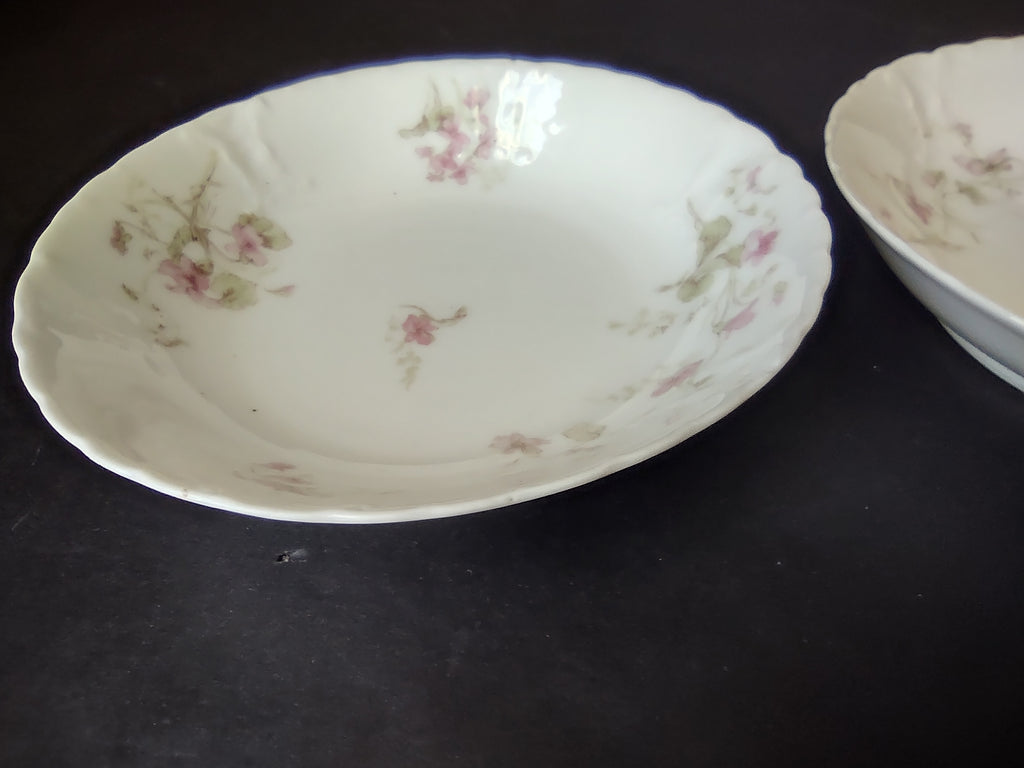 Haviland Limoges French Cottage Shabby Chic 2 x Cranberry Bowl (lot 1106)