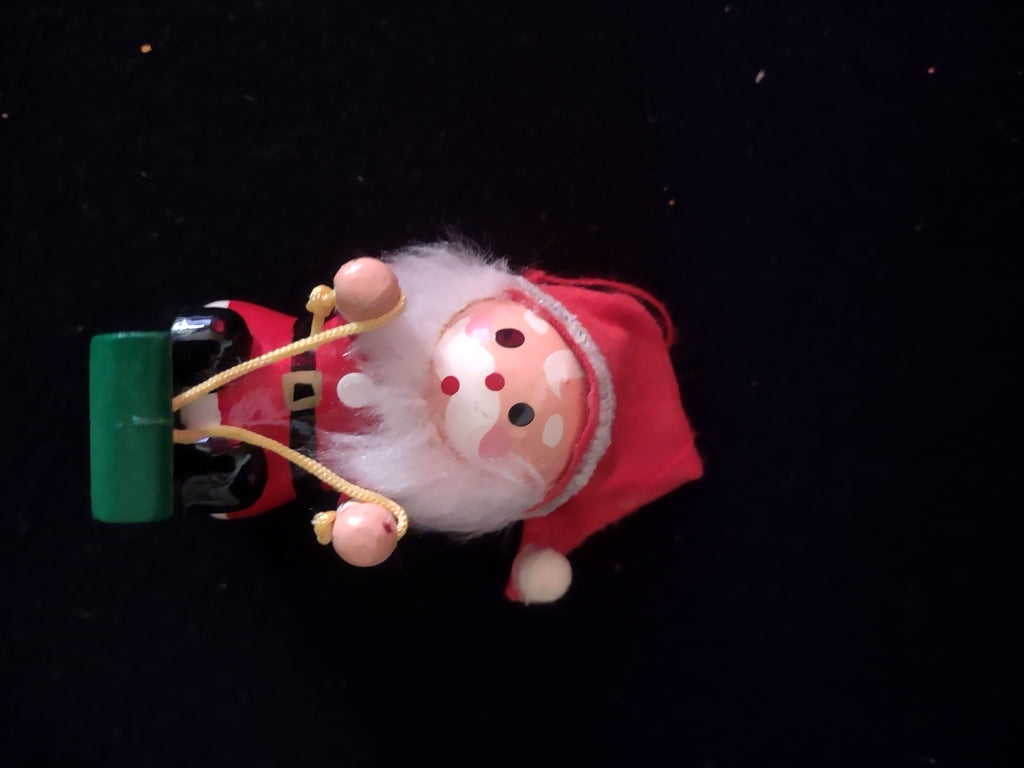 Vintage Christmas Wooden Santa Claus Ornaments 2 Skates 1 Sled (Lot 4635)