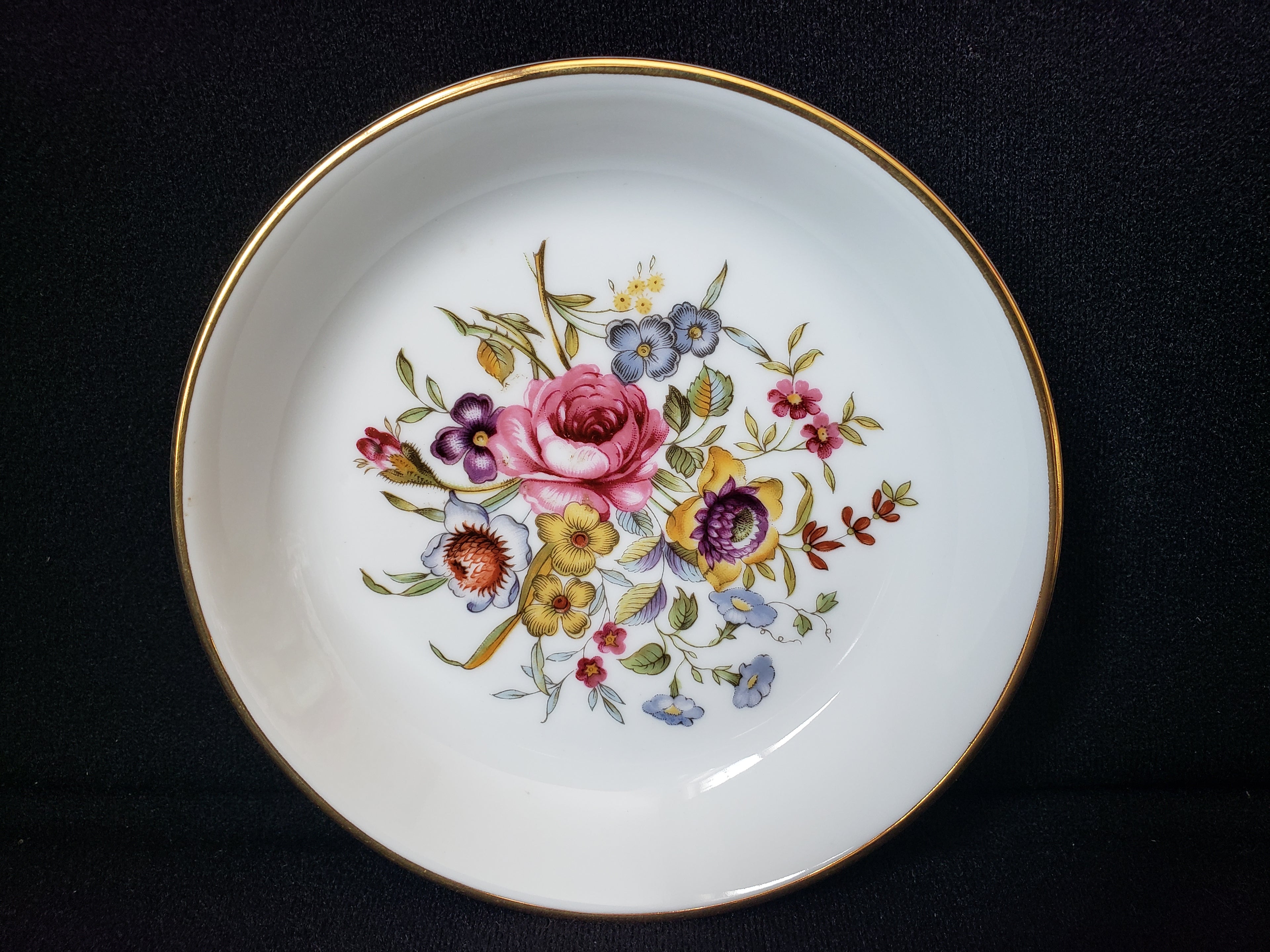 Vintage Royal Worcester Flower Roses Design Coaster Small Dish 4" (lot 2065)