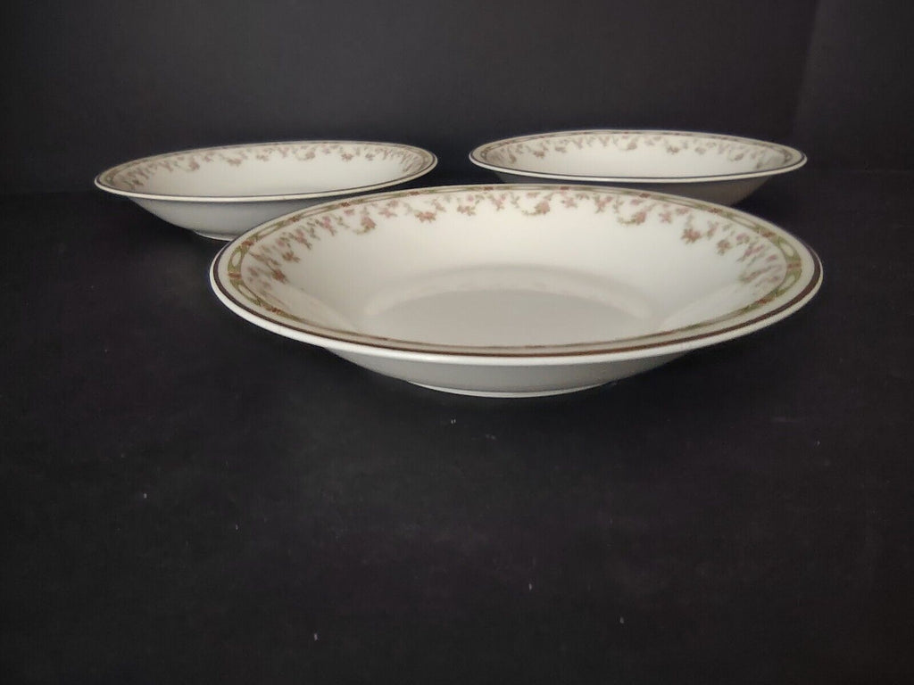 Haviland Limoges Schleiger 346 Red Rose 3 x Coupe Soup Plate 7-1/2" (lot 544)